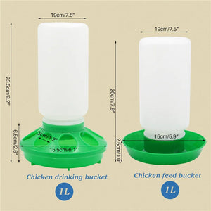 Poultry New Thickened Feeder and Drinker Water Food Dispenser Automatic Chicken Birds Chick Waterer Feeding Bucket Container 1L