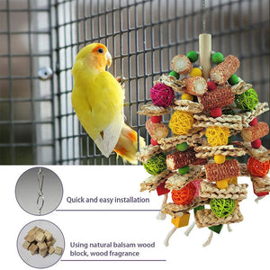 Parrot Toys Natural Corn Wood Parrot Bird Toys Love Bird Cage Funny Training Bird Toys Bite Resistant Bird Tearing Toy