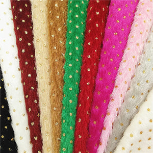 Immitation Horse Fur with Gold Dots Fur Fabric sheets For Bags Shoes Bows DIY Craft Sheets W286