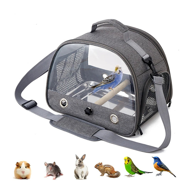 Parrot Carrier Bag Bird Backpack with Perch for Birds Cage Portable Side Window Foldable Budgie Parakeet Samll Pet Travel Cage