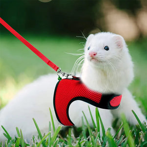 Mesh Breathable Ferret Bunny Harness Leash Set for Small Animals Rabbit Hamsters Summer Walking Breathable Mesh Pet Harness