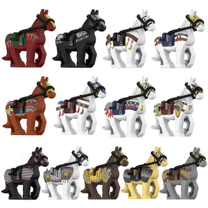 Military Building Blocks Action Solider Figures Gifts  Animals Medieval Fire Dragon Knight Horse Mount Wolf Children Toys MOC