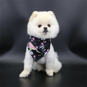 Pet Saliva Towel Adjustment Cute Cartoon Bear Weaved Dog Cat Collar Bib Grooming Arc Design Dog Scarf for Girl Small Dogs Cats