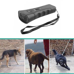 Pet Dog Repeller Anti Barking Stop Electric Shocker LED Ultrasonic Dogs Adapter Training Behavior Aids Without Battery Black