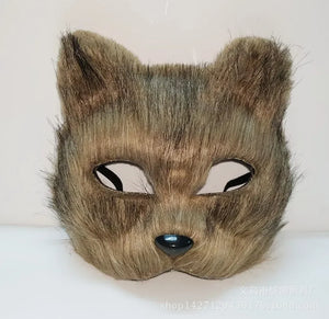 Fox Shape Half Face Eye Mask Imitation Cat Hair Christmas Carnival Party Cosplay Mask Halloween Costume Props Male Female Toy