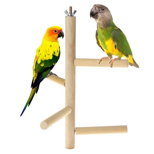 4-Level Ladder Toy Natural Wooden Rotating Ladder Pet Parrot Bird Bird Parrot Cage Accessories Swinging Exercise Toy