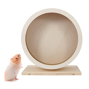 Small Pets Exercise Wheel Hamster Wooden Mute Running Spinner Wheel Play Toy for Rat Gerbil Mice Chinchillas Hedgehogs Guinea Pigs (Large)