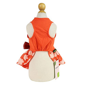 Fitwarm Thanksgiving Sweeter Than Pumpkin Pie Dog Dress 100% Cotton Puppy Costumes Pet Clothes Holiday Girl One-Piece Doggy Outfits Tank Top Vest Dresses Cat Apparel Orange Large