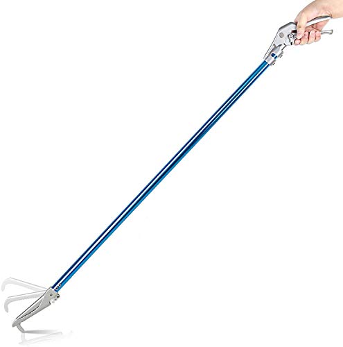 Fnova 47-inch Aluminum Alloy Professional Standard Snake Tong Reptile Grabber Rattle Snake Catcher Wide Jaw Handling Tool with Blue Coating and Good Grip Handle