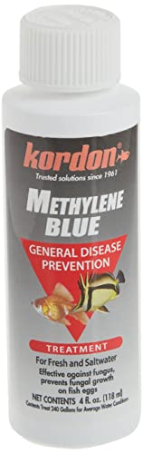 Kordon Methylene Blue Disease Preventative – Safe for Freshwater & Saltwater Aquariums, Prevents Fungal Infections & Treats Parasites, Reduces Fish Stress, 4-Ounces