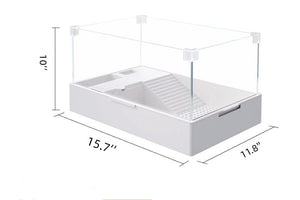 Turtle Tank Aquarium, Tank Terrapin Lake with Water Pump for Pet Turtle Reptile Habitat