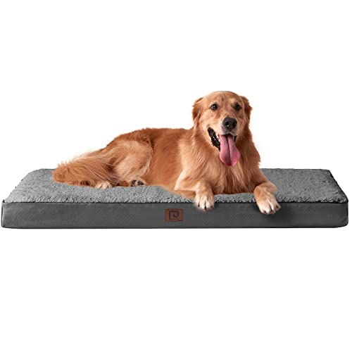 EHEYCIGA 41 Inches Washable Dog Beds for Extra Large Dogs, XL Dog Bed with Removable Cover for Crate, Orthopedic Foam Pet Bed Dog Mat Mattress Cushions for XLarge Dogs, Fits Up to 85 Lbs Pets, Grey