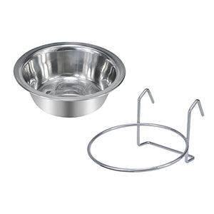 Wontee Pet Bowl Stainless Steel Hanging Food Water Bowls Bird Cage Feeder for Birds, Parrots, Small Sized Dogs and Cats (S)