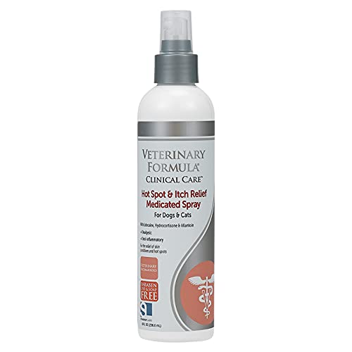 Veterinary Formula Clinical Care Hot Spot & Itch Relief Medicated Spray, 8oz – Easy to Use Spray for Dogs & Cats – Helps Alleviate Sensitive Skin, Scratching, and Licking of Coat