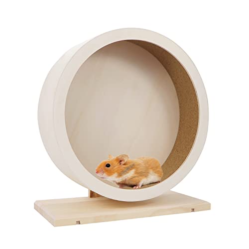 Small Pets Exercise Wheel Hamster Wooden Mute Running Spinner Wheel Play Toy for Rat Gerbil Mice Chinchillas Hedgehogs Guinea Pigs (Large)