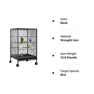 BestPet 35 inch 53 inch Wrought Iron Bird Cage with Play Open Top and Rolling Stand,Large Parrot Cage Bird Cages for Parakeets,Cockatiel, Canary, Finch, Lovebird, Parrotlet,Pigeons (35 inch)