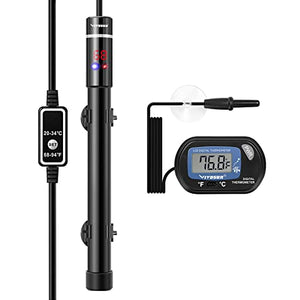 VIVOSUN Submersible Aquarium Heater with Thermometer Combination, 200W Titanium Fish Tank Heaters with Intelligent LED Temperature Display and External Temperature Controller