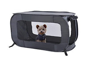 Beatrice Home Fashions Portable, Collapsible, Pop Up Travel Pet, Cat and Dog Kennel, 32.5" L x 19.5" W x 19.5" H, Black