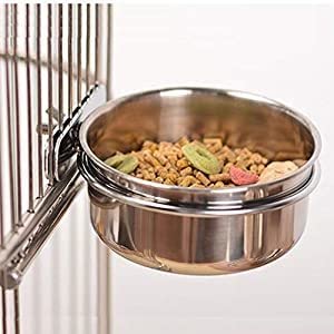 Old Tjikko Pet Feeder Water,10oz 20oz 30oz Bird Hamster Small Animal Cup with Holder,Stainless Steel 10oz Cage Coop Hook Cup for Small Animal Cage Bowl (10oz Stainless Steel Bowl)