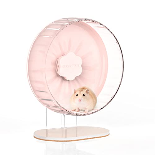 BUCATSTATE Hamster Wheel Super-Silent 10.2" with Adjustable Base Dual-Bearing Exercise Wheel Quiet Spinning Running Wheel for Dwarf Syrian Hamster Gerbils and Other Small Animals (Pink)