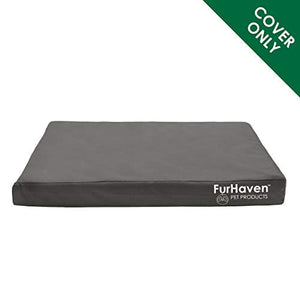 Furhaven Water-Resistant Indoor-Outdoor Logo Print Mattress Dog Bed Replacement Cover - Stone Gray, Large