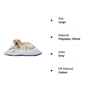 DOGKE Large Washable Dog Bed Deluxe Fluffy Plush Dog Crate Pad，Dog Beds Made for Large, Medium, Small Dogs and Cats, Anti-Slip Dog Crate Bed for Sleeping and Anti Anxiety, 32"x22", Gray