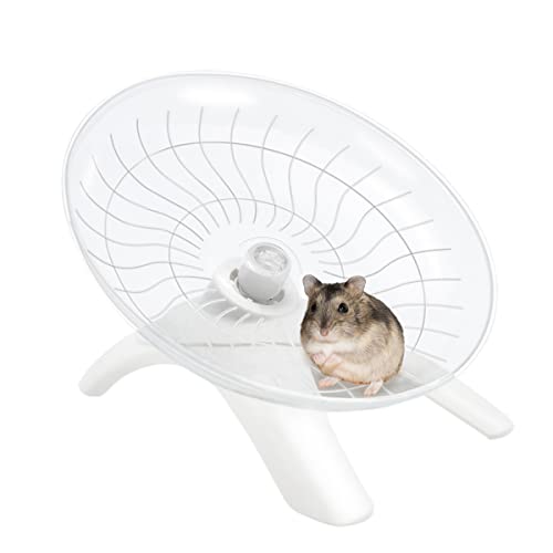 Hamster Wheel Hamster Flying Saucer Silent Exercise Wheel Running Wheel for Dwarf Hamsters Gerbil Mice Small Animals (White)