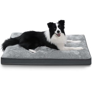 Dog Crate Bed Waterproof Deluxe Plush Dog Beds with Removable Washable Cover Anti-Slip Bottom Pet Sleeping Mattress for Large, Medium, Jumbo, Small Dogs, 35 x 22 inch, Gray