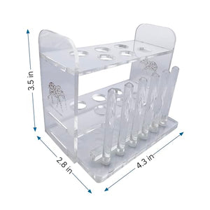 Aquarium Test Tube Holder, Hand-Made Rack, with 6 Slots and 6 Drying Poles, customised for use with Aquarium Test Tubes Including API Test Tubes, by Tililly Concepts