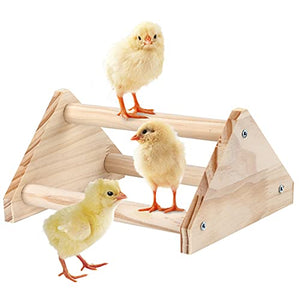 GINTUTO Chicken Perch Strong Pine Wooden Chick Jungle Gym Roosting Bar, Chick Perch Toys for Coop and Brooder for Large Bird Baby Chicks Parrot (Small)