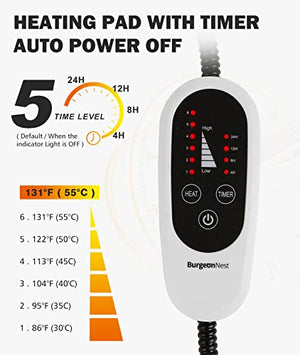 BurgeonNest Heated Cat Bed, Pet Heating Pad with Timer, 18" x 16" Upgraded Electric Heated Dog Bed with Temperature Adjustable Heated Pet Mat Warmer Blanket Auto Power-Off
