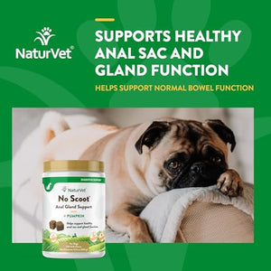 NaturVet - No Scoot for Dogs - 120 Soft Chews - Plus Pumpkin - Supports Healthy Anal Gland & Bowel Function - Enhanced with Beet Pulp & Psyllium Husk