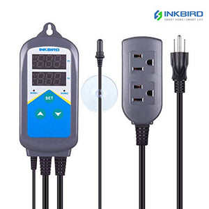 Inkbird Heating Thermostat Aquarium Reptile Submersible Probe Sensor ITC306T Relay Digital Greenhouse Temperature Controller Dual Stage Timer Switch Only Heat Plug Outlet No Cooling