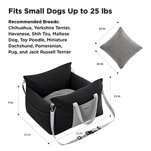 Lesure Small Dog Car Seat for Small Dogs - Waterproof Dog Booster Seat for Car with Storage Pockets, Clip-On Safety Leash and Thickened Memory Foam Filling, Pet Travel Carrier Bed Up to 25lbs, Black