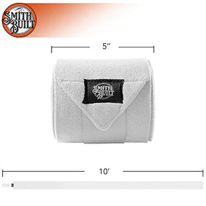 SmithBuilt Equine Fleece Polo Wraps, White - (Set of 4) Horse Leg Bandages