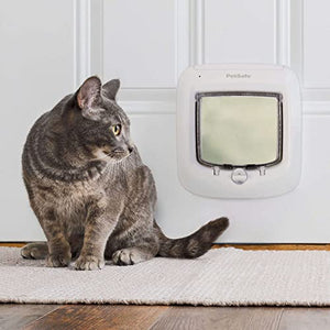 PetSafe Microchip Cat Door, Exterior or Interior Pet Door - Multi-User RFID Access Up To 40 Pets, 4-Way Locking, Weatherproof, DIY Easy Install, Hardware Kit; Privacy for Cat Litter Box or Pet Feeder