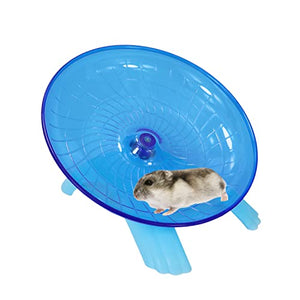 Wontee Hamster Flying Saucer Silent Running Exercise Wheel for Gerbil Rat Mouse Hedgehog Small Animals (Blue)