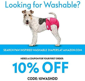 Paw Inspired 32ct Disposable Dog Diapers | Female Dog Diapers Ultra Protection | Diapers for Dogs in Heat, Excitable Urination, or Incontinence (Small)