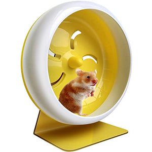 Hamster Wheel,Silent Hamster Wheel,Silent Wheel,Quiet Hamster Wheel,Super-Silent Hamster Exercise Wheel,Adjustable Stand Silent Hamster Wheel for Hamsters,Gerbils,Mice,Small Pet 7in (Yellow)