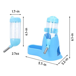 3 in 1 Hamster Hanging Water Bottle Pet Auto Dispenser with Base for Dwarf Hamster Mouse Rat Hedgehog (80ML, Blue)