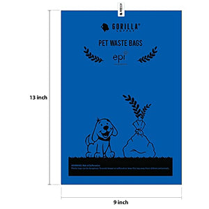 GORILLA SUPPLY Dog Poop Waste Bags with Dispenser and Leash Tie, 9" x 13", Blue, 1000 Count