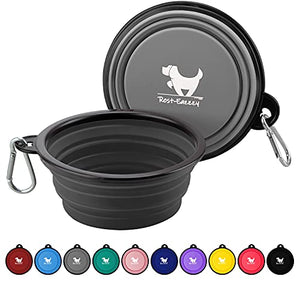 Collapsible Dog Bowls for Travel, 2-Pack Dog Portable Water Bowl for Dogs Cats Pet Foldable Feeding Watering Dish for Traveling Camping Walking with 2 Carabiners, BPA Free