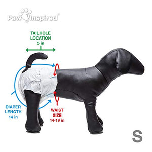 Paw Inspired 32ct Disposable Dog Diapers | Female Dog Diapers Ultra Protection | Diapers for Dogs in Heat, Excitable Urination, or Incontinence (Small)