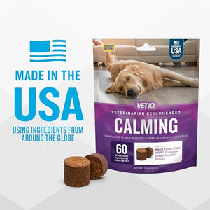 VetIQ Calming Support Supplement for Dogs, Calming Chews Help Manage Stress and Promote Relaxation, Anxiety Relief for Dogs, 60 Count