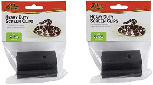 (2 Pack) Zilla Reptile Terrarium Covers Heavy Duty Screen Clips, Small 5-29 Gallons - 2 Clips Each