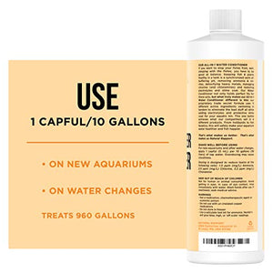 Aquarium Water Conditioner - Naturally Detoxifies and Removes Ammonia, Nitrite, Chlorine, and Chloramine from Saltwater and Freshwater (16 fl oz.)