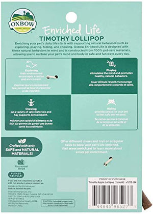 Oxbow Animal Health Bundle of 2 Enriched Life Timothy =Lollipop Small Animal Chew Treats: Apple and Carrot