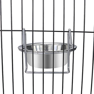 Wontee Pet Bowl Stainless Steel Hanging Food Water Bowls Bird Cage Feeder for Birds, Parrots, Small Sized Dogs and Cats (S)