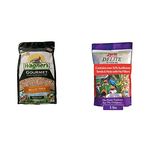 Wagner's 82056 Gourmet Waste Free Wild Bird Food, 5-Pound Bag & Lyric Delite Wild Bird Seed, No Waste Bird Food Mix with Shell-Free Nuts and Seeds, 5 lb. Bag