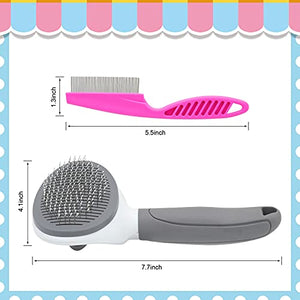 Cat Brush for Shedding, Cat Hair Brush with Release Button for Indoor Cats Dogs Self Cleaning Grooming(Grey)